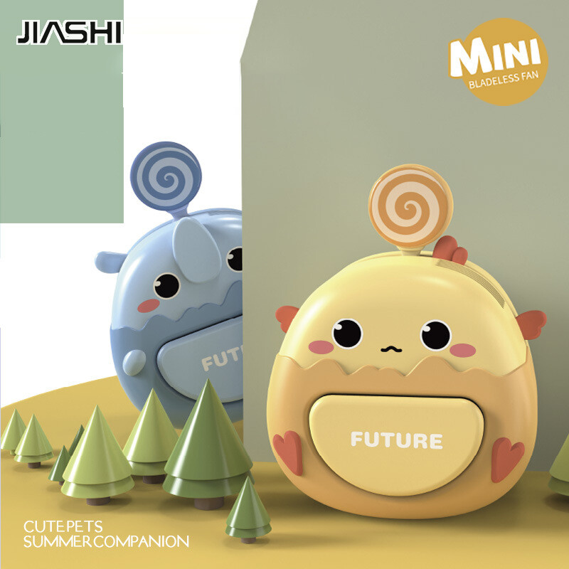Jiashi quạt đeo cổ không lá quạt mini sạc usb hoạt hình học sinh cầm tay cầm tay không ồn