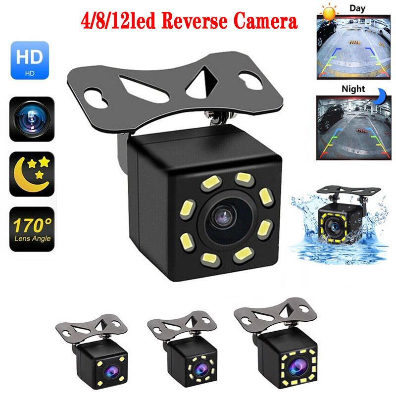 Khuyến mãi Camera sau phổ thông 4/8/12LED Camera lùi xe HD chống nước tầm nhìn ban đêm góc rộng chiếu hậu camera đỗ xe CCD/CVBS Camera dự phòng