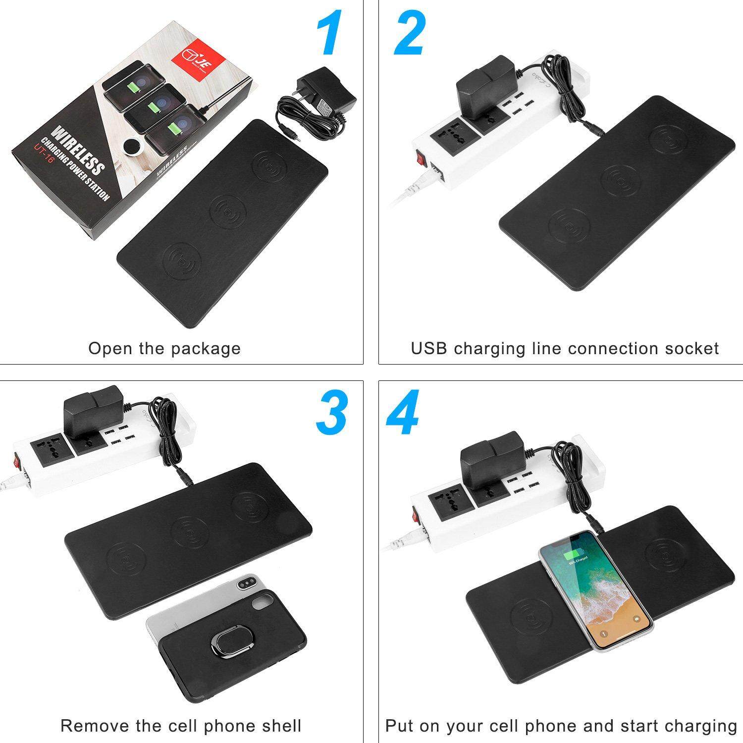 JE UT16 Wireless Qi Charging Power Station Multi Triple Device Charger