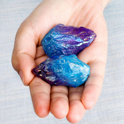 1pcs vật liệu thô tự nhiên fluorite tinh thể thạch anh lỗ cụm màu xanh tím Khối pha lê chữa bệnh mẫu trang trí