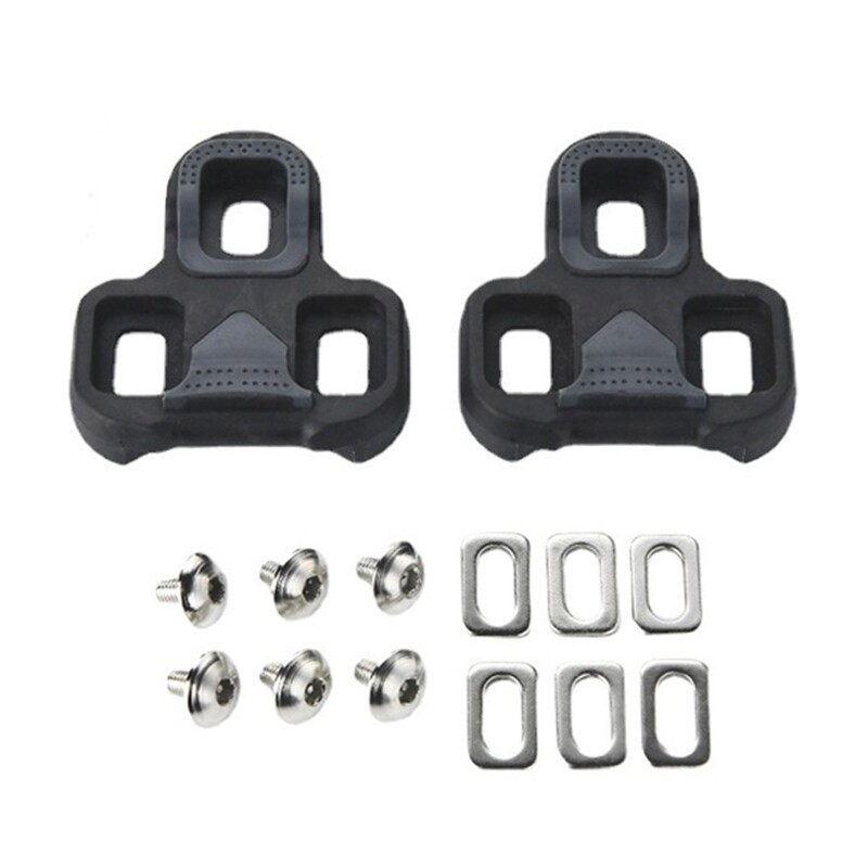 Cleats for Cycling Shoes, Pair of Black Bike Cleats with Metal Plates for
