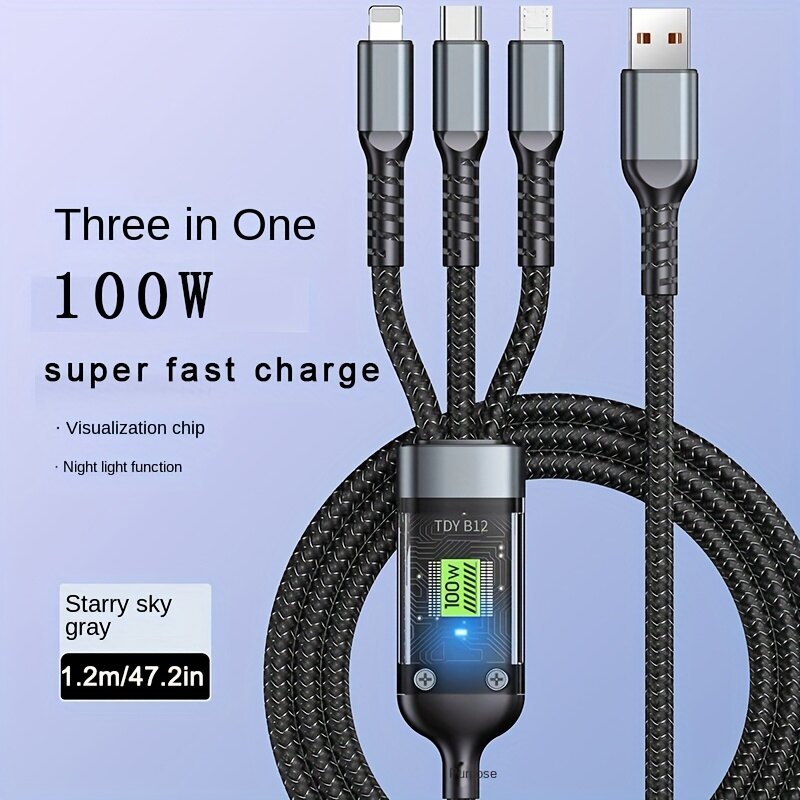 3 trong 1 cáp sạc nhanh dây cho iphone micro usb loại c cáp sạc đa cổng usb nhiều usb dây sạc