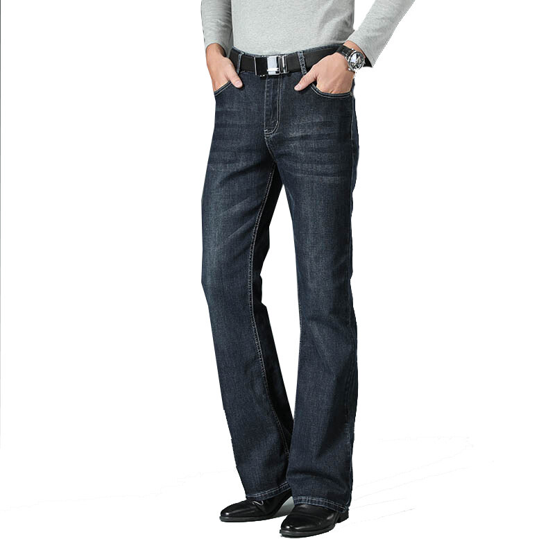 Quần Bò, Quần Jean Nam Ống Loe Lớn Cắt Bốt Ống Loe Dáng Rộng Thiết Kế Nam Cạp Cao Vừa Vặn, Quần Bò Denim Cổ Điển Cỡ 28-38 40