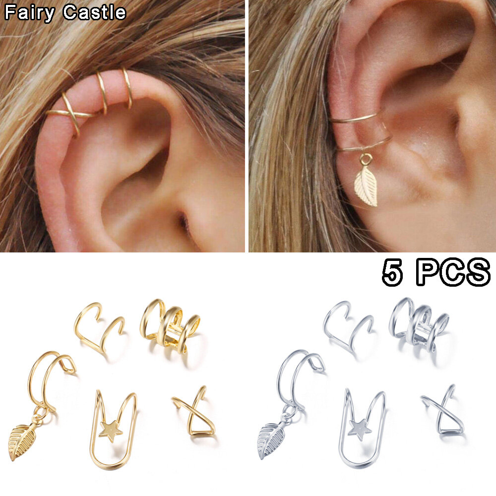 Khuyên tai khuyên tai dạng kẹp hoa hình ngôi sao lá cho nữ khuyên tai sụn không xỏ khuyên khuyên khuyên tai dạng kẹp hoa tai đám cưới