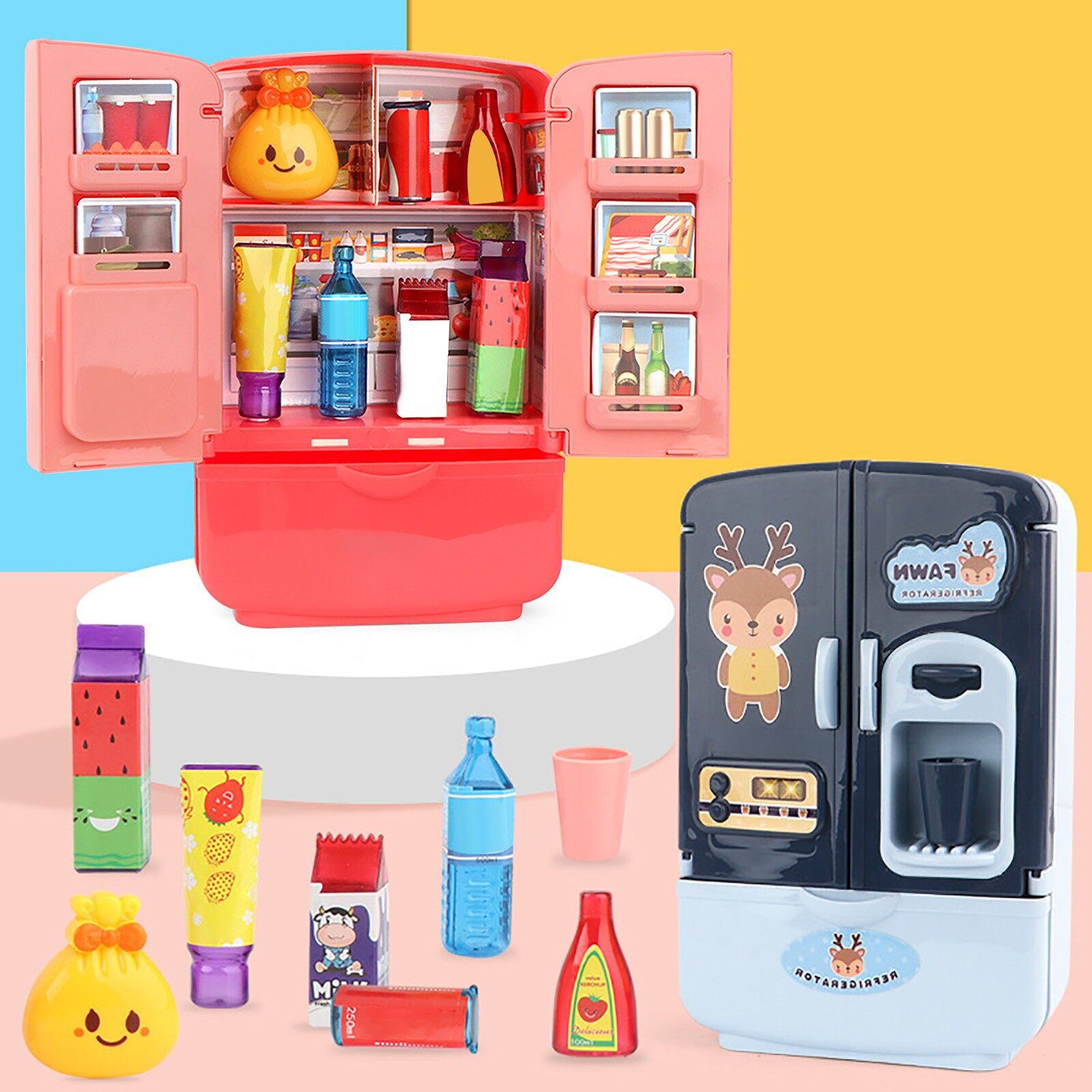 Trẻ Em Của nhà vui chơi Mô Phỏng Tủ Lạnh đồ chơi nhà bếp cửa đôi Mini đồ