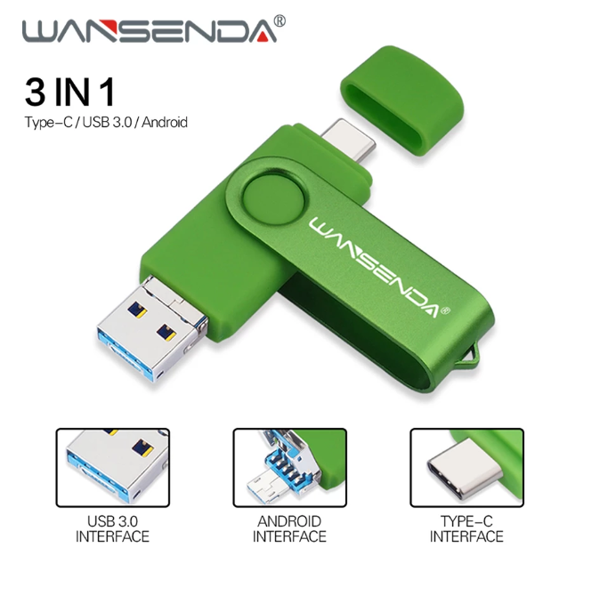 Ổ Đĩa Flash USB OTG 3 Trong 1 Ổ Cứng 512GB 1000GB Cho Ổ Đĩa Bút Loại C/Micro USB Thẻ Nhớ USB3.0