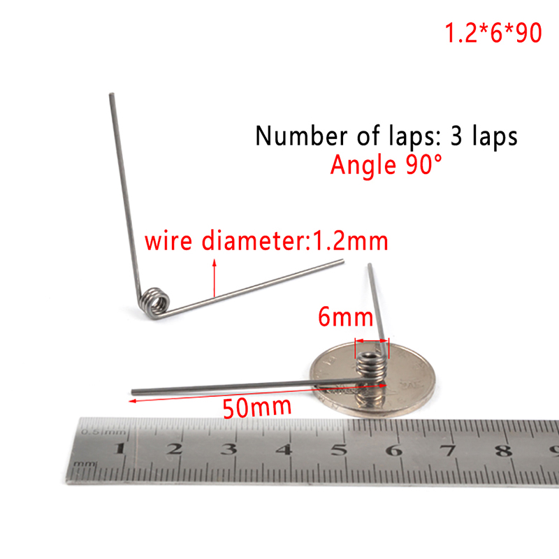 [The Cici Shop] 5Pcs 1.2mm Torsion Spring 304 Stainless Steel Spring Torsion Spring 90 180 Degree Pull Back Torsion Clip