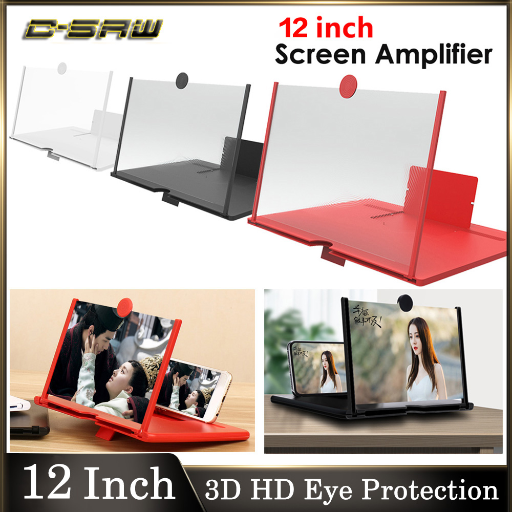 Bộ Khuếch Đại Màn Hình Điện Thoại Di Động 3D HD 12 Inch Mới Nhất C-SAW Kéo Ra Màn Hình Lớn Có Giá Đỡ Bàn Phóng Đại Cho Trò Chơi Điện Ảnh Cho iPhone 12 11 X/XS 8/7/6/5 Samsung HUAWEI Xiaomi VIVO OPPO