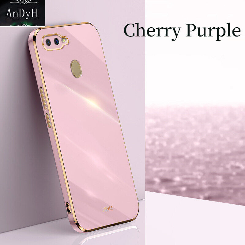 AnDyH Ốp Điện Thoại Mạ Cho OPPO A12 A5S A11K A7 F9 Pro Ốp Bảo Vệ Máy Ảnh Chính Xác Ốp Viền Thẳng Sang Trọng