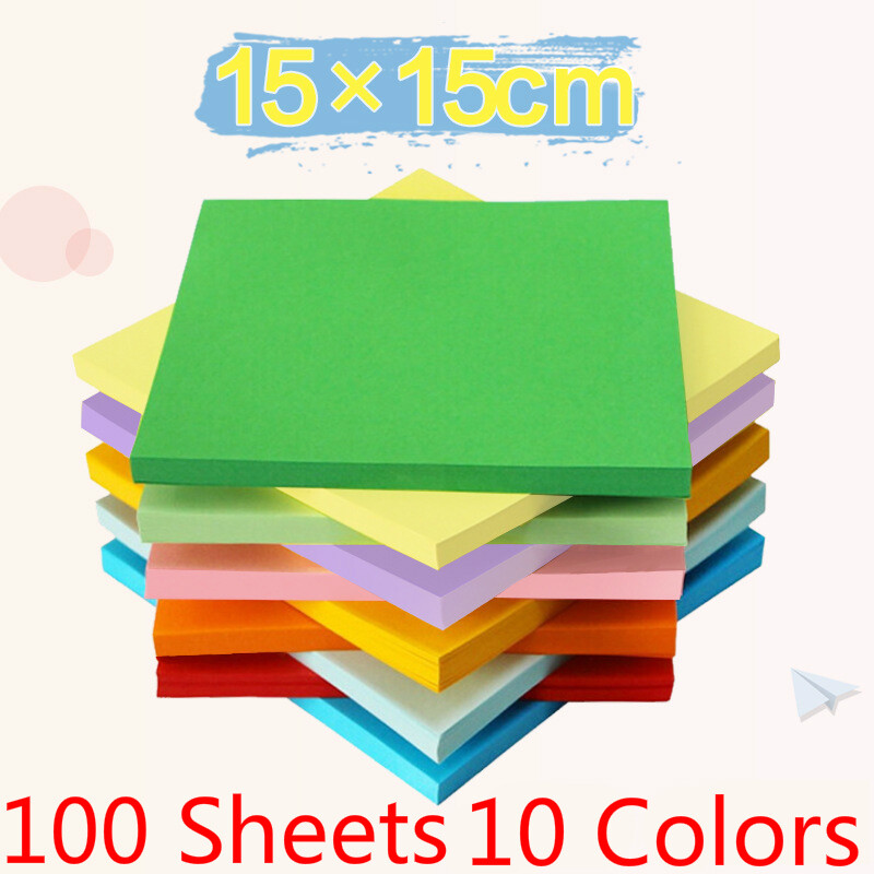 Giấy Origami 100 Tờ 10 Màu Bộ Origami Cho Trẻ Em Màu Hai Mặt 15CM Giấy Vuông Dễ Dàng Gấp Cho Nghệ Thuật Và Thủ Công Người Mới Bắt Đầu