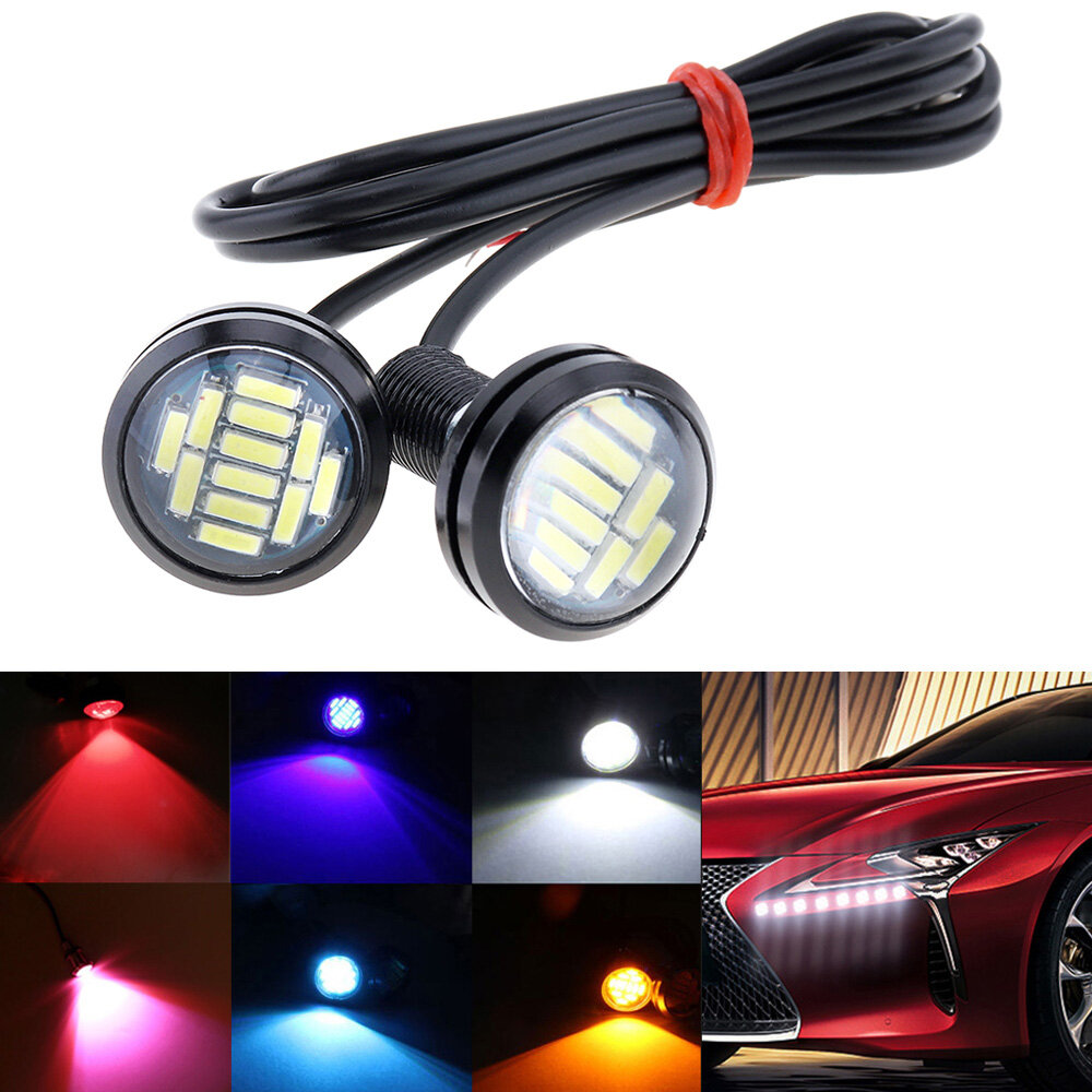 2 chiếc đèn mắt đại bàng 23mm bóng đèn drl sương mù xe hơi 4014 12smd 12v đèn tín hiệu đỗ xe dự phòng lùi