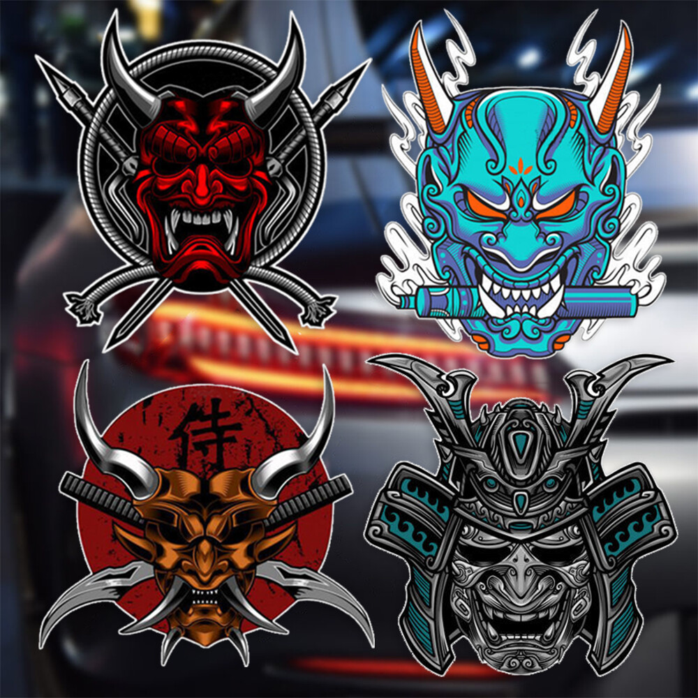 JDM Nhãn Dán Ma Samurai Miếng Dán Xe Hơi Miếng Dán Sửa Đổi Mũ Bảo Hiểm Samurai Miếng Dán Vết Xước Xe Máy Điện Nắp Bình Nhiên Liệu Hoa Kéo Cá Tính