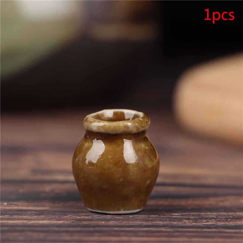 1/2pcs 1:12 Dollhouse Miniature Mini Ceramic Jar Pickle Jar Kitchen Storage Model