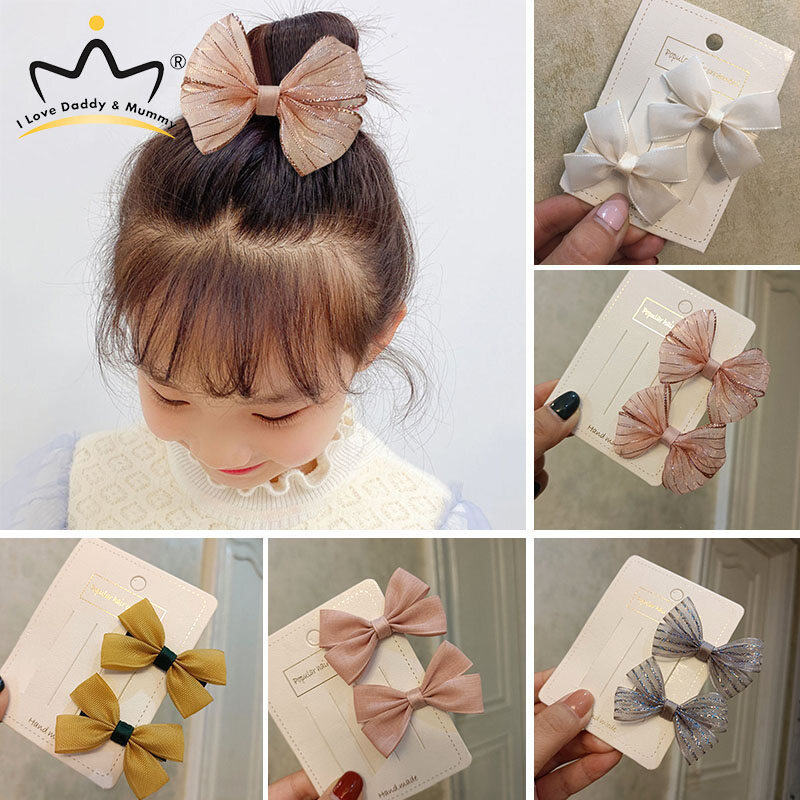 Nơ kẹp tóc bé gái kẹp tóc sợi cho trẻ em kẹp trẻ em màu trơn công chúa kẹp tóc phụ kiện tóc cho bé gái