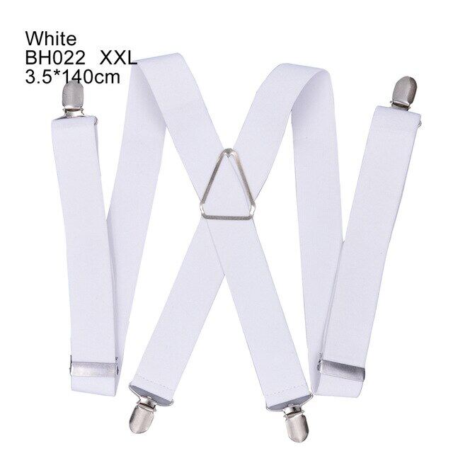 ขนาดใหญ่ขนาด Suspenders ขนาดใหญ่ผู้ชายปรับ Elastic X กลับกางเกงเข็มขัดโยงของผู้หญิงสำหรับกางเกง55นิ้วคลิปสีขาว
