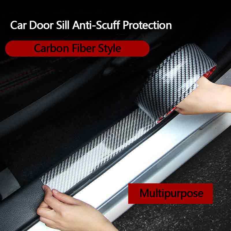 Miếng dán xe hơi dải cao su sợi cacbon miếng dán ngưỡng cửa xe hơi miếng bảo vệ chống trầy xước toàn thân xe hơi