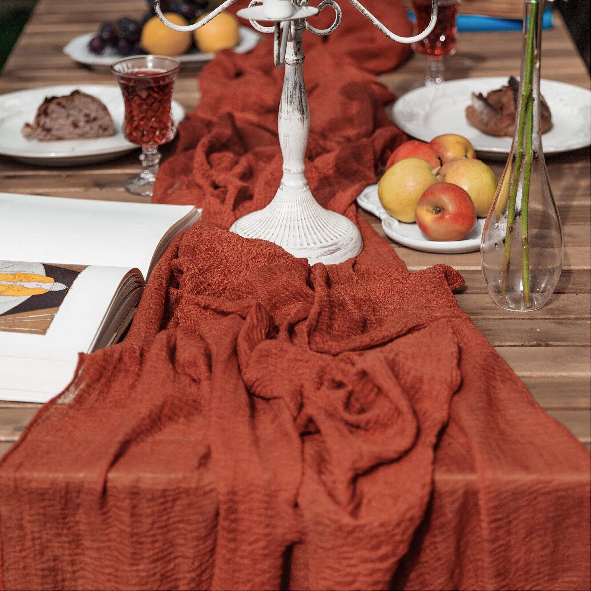 Cheesecloth Sage Green Table Runner Boho Tablecloth Gauze Fabric for Bridal Wedding Baby Shower Decor Valentines Birthday Party HJS Trading ราคา 328 บาท*ส่งฟรี
