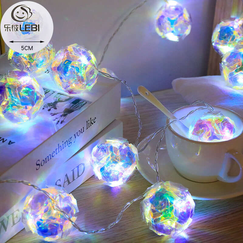 Lebi dây đèn led hoa hồng mới dây đèn trang trí hình trái tim cô gái dây đèn laser mơ ước bóng nhiều màu sắc cho ngày lễ.