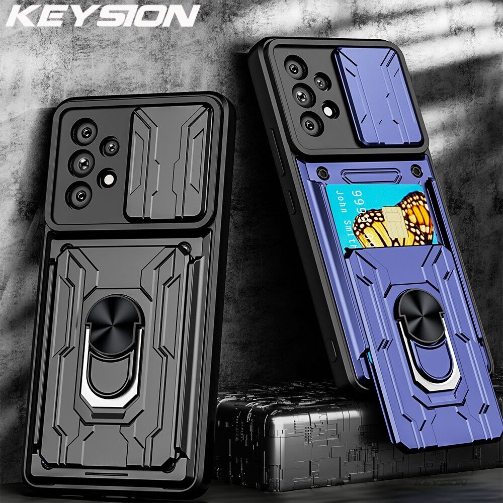 KEYSION Shockproof Case for Samsung A32 5G A22 A22S A12 Card Bag Camera Protection Phone Cover for Galaxy M32 M12