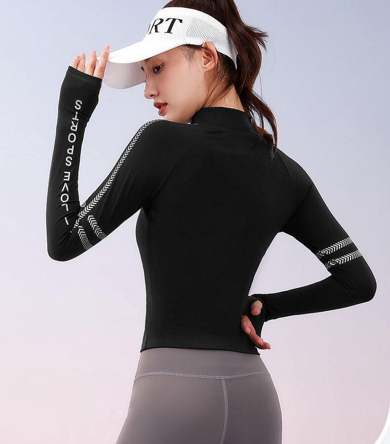 SUPERFLOWER Women's Running Fiess Sports Zipper Fast Drying Stand Collar Long Sleeve Tops Yoga Jackets_voghion.com