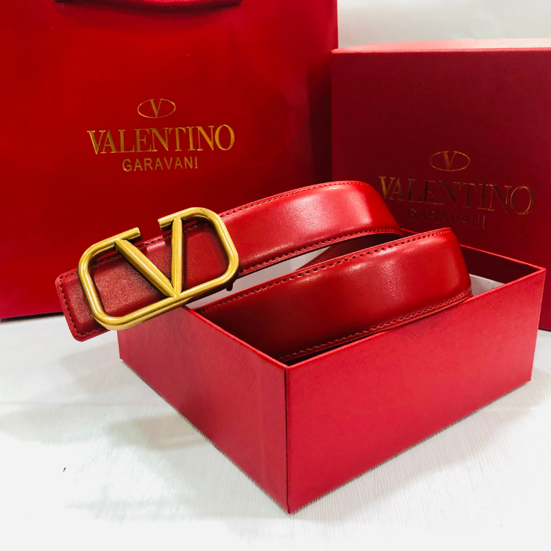Athosline Valentino nam và thắt lưng nữ da thật thương hiệu sang trọng Unisex dây buộc thời trang thường ngày có khóa hợp kim kẽm đỏ đen Hộp Quà Tặng nữ lớn Thắt lưng nữ