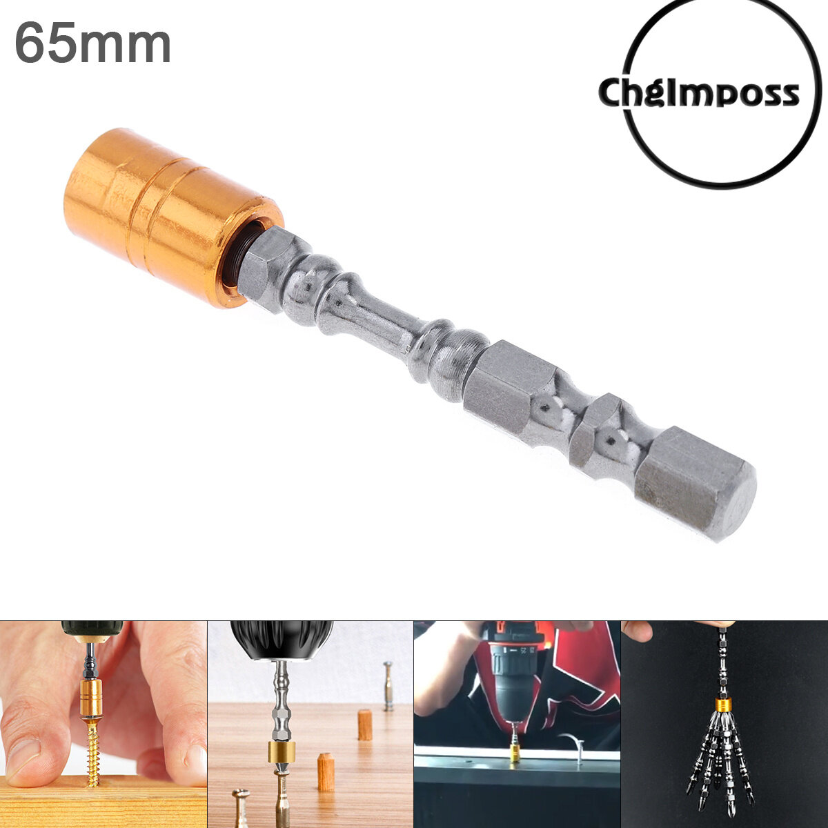 ChgImposs 65mm 1/4 Inch Magnetic Phillips Electric Screwdriver Bits for Absorb Broken Screws Drill Hole with Small Head Phillips Screw and Golden Circle
