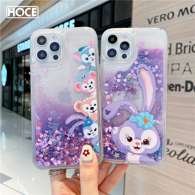 Hoce ốp lưng cát lún hình thỏ hoạt hình cho iphone 6 6s 7 8 plus xr x xs 11 12 13 14 pro max ốp lưng lấp lánh màu tím mềm cho iphone 14 13 12 11 pro max