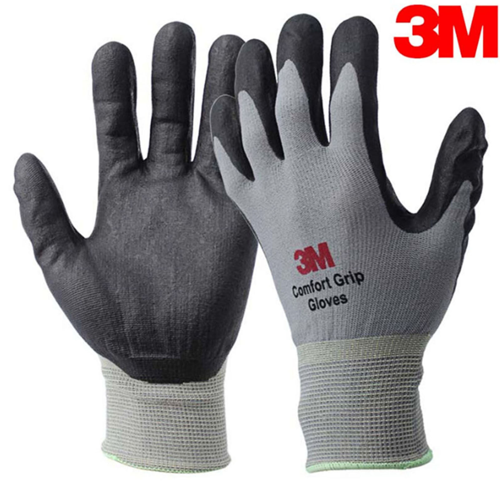 3M Pair Comfort Grip Glove Nitrile Rubber Protective Gloves Cut  Resistance Gloves Work Gloves Stretch Fit Durable Coated General Use Size S
