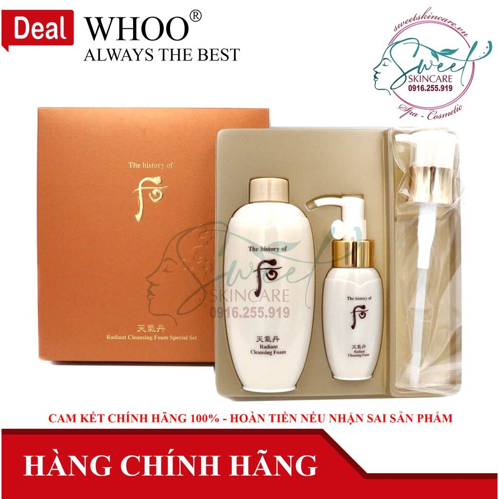 Set sữa rửa mặt tẩy trang dịu nhẹ Whoo Cheongidan Radiant Cleansing Foam 200ml