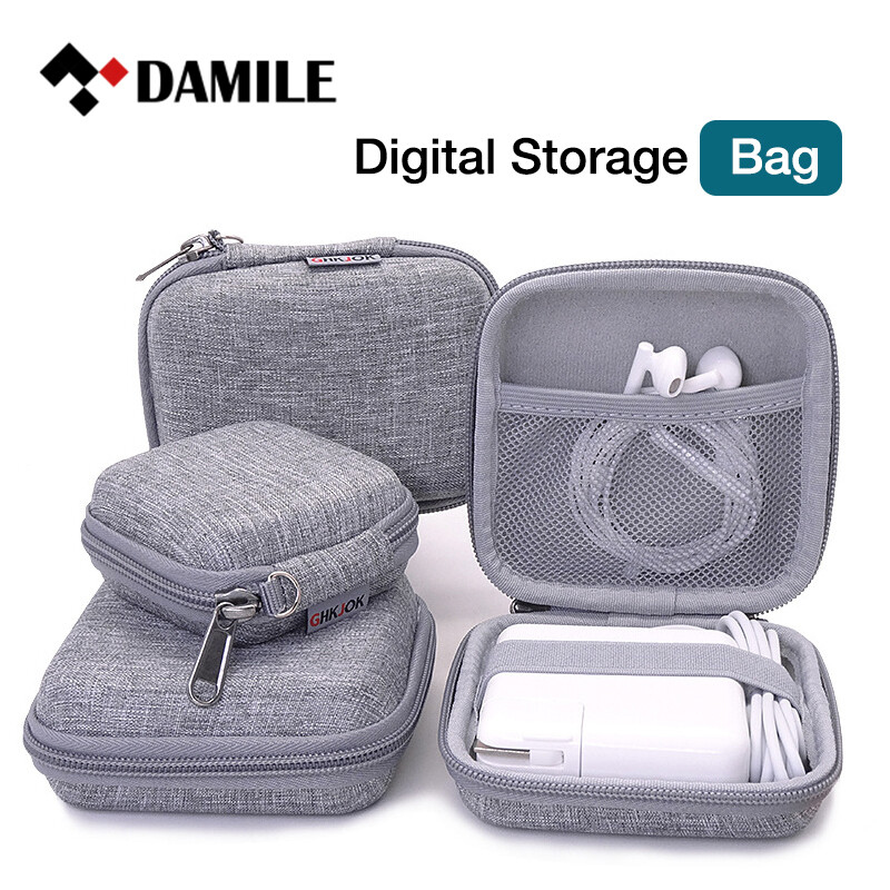 DAMILE Earphone Holder Case Storage Carrying Hard Bag Box Case For Earphone Headphone Accessories Earbuds memory Card USB Cable ราคา 35 บาท*ส่งฟรี