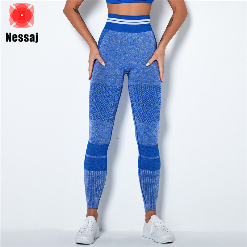 Nessaj quần thể thao yoga chạy bộ cạp cao cho nữ quần legging thể dục bó sát co giãn quần bó sát quần không đường may