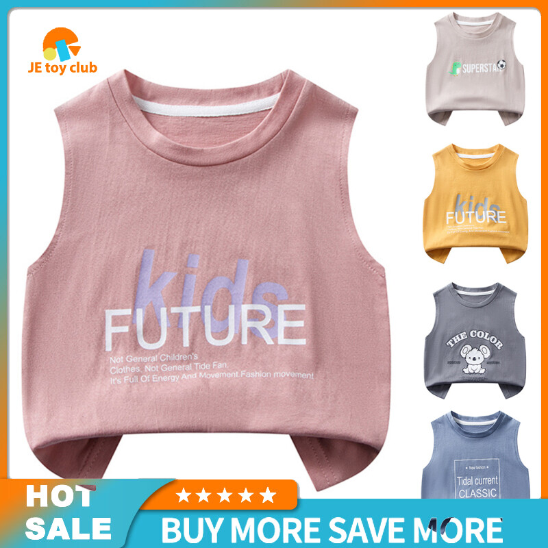 Quần áo thời trang áo ba lỗ mùa hè Tops cho trẻ em cổ tròn dễ thương dễ thương in hình phim hoạt hình Áo sơ mi sát nách cho nam nữ