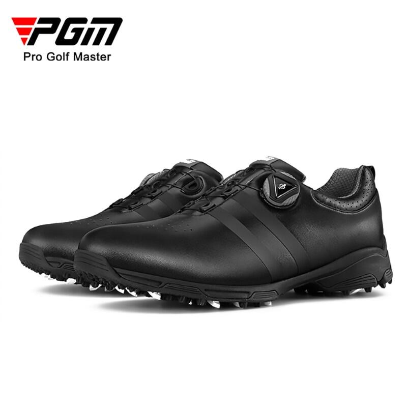 PGM Men Golf Shoes Knob Shoelaces Anti-side Slip Waterproof Men's Sports Shoes Black Sneakers XZ186