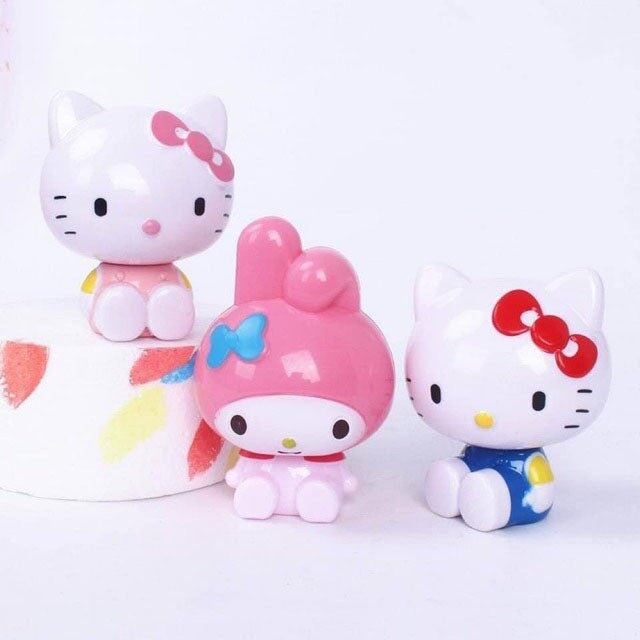Phụ kiện bánh sinh nhật bánh kem - set 3 mèo hello kitty nhựa trang trí bánh