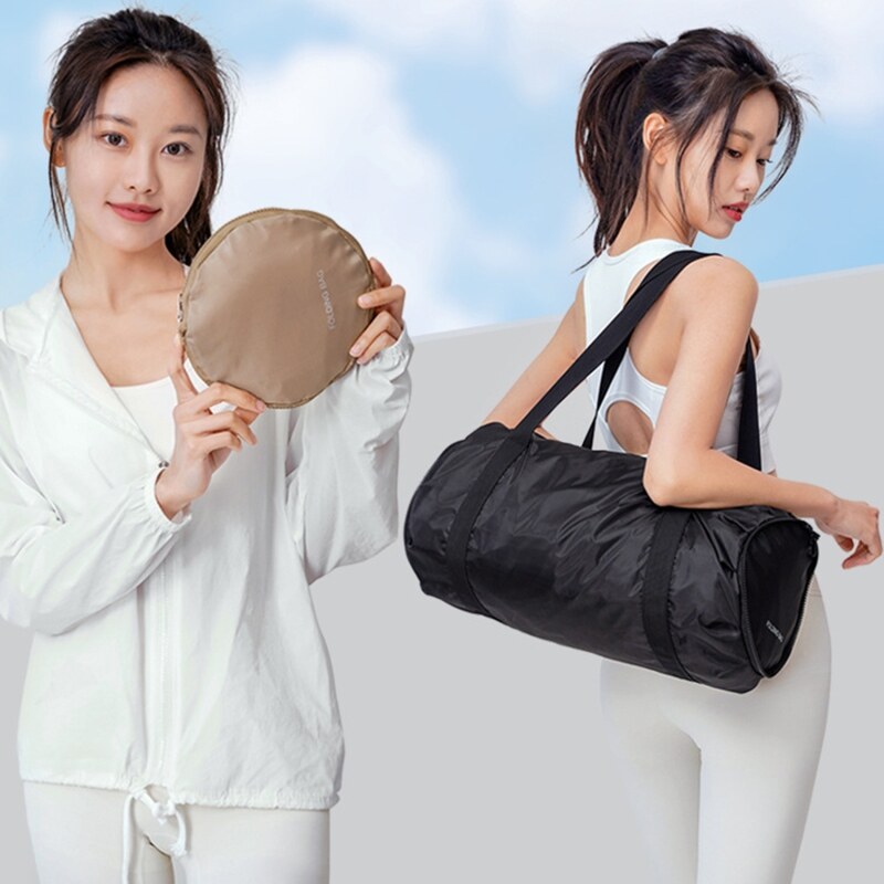 hot Large Capacity Foldable Black Gym Bag Women Shoe Compartment
