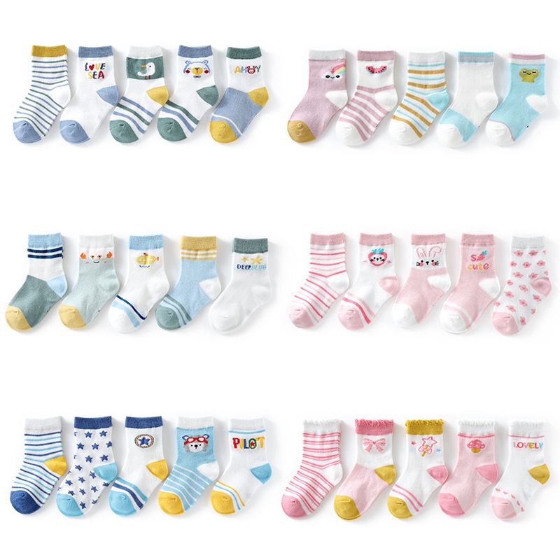 【ขายดี】5คู่/ล็อตทารกแรกเกิด BabyBoys SocksMesh ถุงเท้าผ้าฝ้ายระบายอากาศบางสำหรับเด็กอายุ0-12ปีขายส่งร้อน ราคา  692 บาท*ส่งฟรี