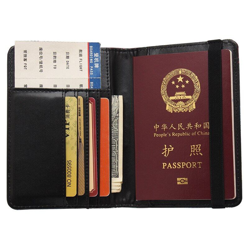 RFID hộ chiếu Bìa dập nổi sơn tay chuồn chuồn hoa mẫu đơn du lịch Nam Nữ Ví đựng thẻ tín dụng обложка на паспорт