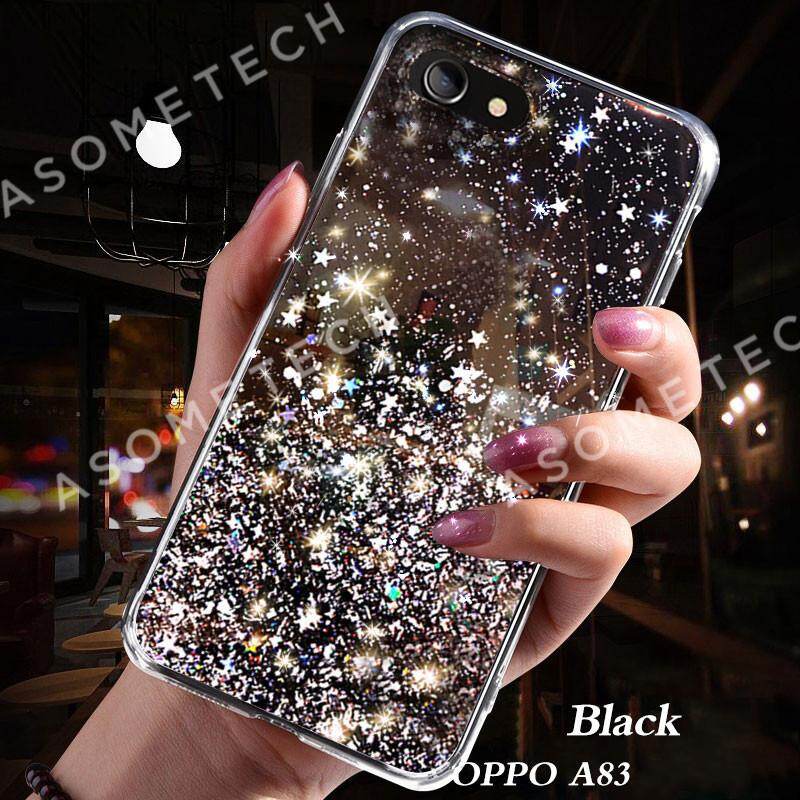 Bling Ngôi Sao Lấp Lánh Bột Ốp Điện Thoại Cho OPPO A83 Sáng Trong Suốt Ốp Lưng TPU Mềm Bìa Vỏ Bảo Vệ