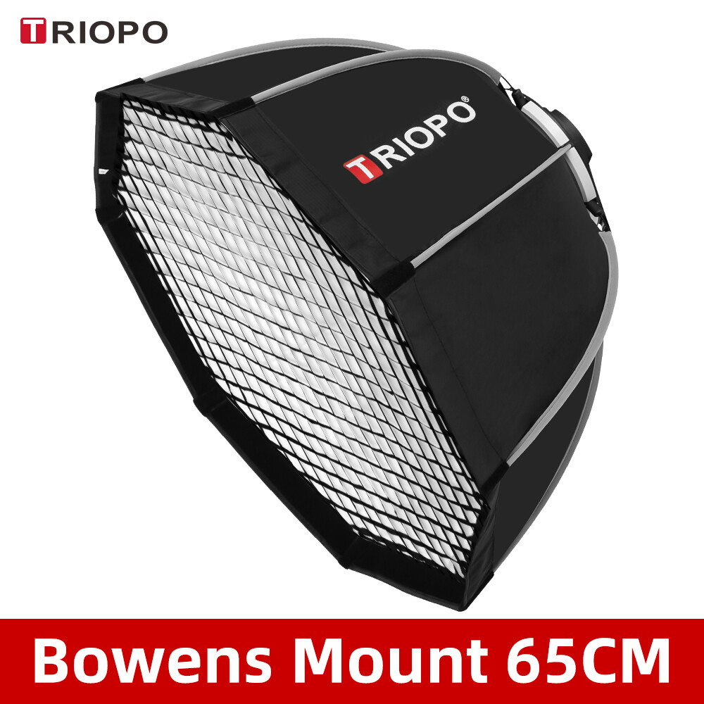 Triopo 65cm xách tay Bowens núi Octagon ô softbox ngoài trời mềm box + tổ ong lưới + 2m ánh sáng đứng cho Studio Strobe