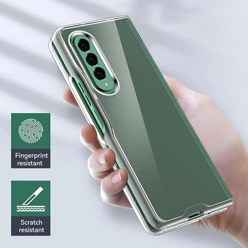 Kisscase ốp điện thoại trong mờ cho samsung galaxy z fold 4 5g ốp cứng pc trong suốt hd chống rơi gập được