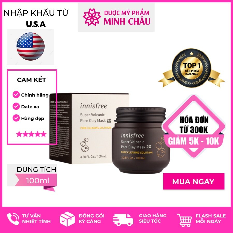 ✅ Mặt nạ đất sét Innisfree Super Volcanic Pore Clay Mask 2X