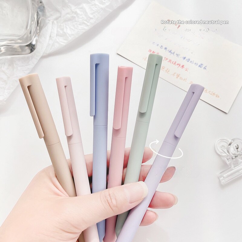 6 bút/Bộ Bút mực nước bút ký mềm morandi Retro tươi quay Bút ngòi nước Bộ 0.5mm