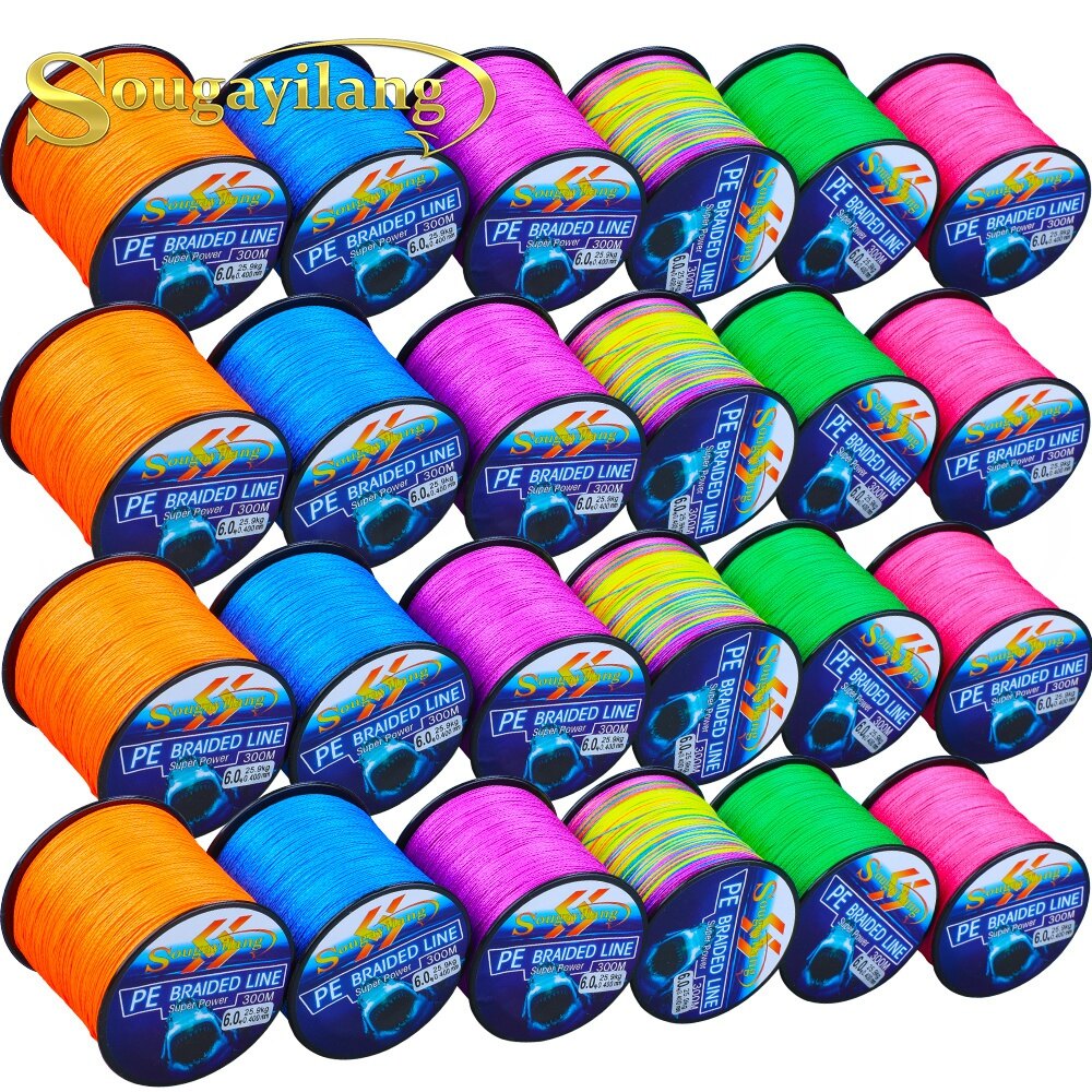 Dây câu cá bện dây câu cá bện 6 màu 300m/328yds dây câu cá trolling câu cá kéo sợi pe 4 sợi dây bện