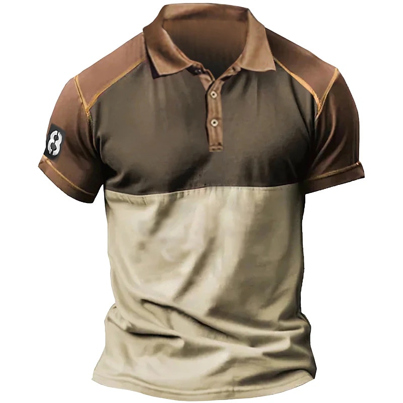 2 Áo Polo Nam Cổ Điển 3D Áo polo in đơn giản mùa hè Áo Thun ve áo ngắn tay thường ngày Áo polo Retro cao cấp quần áo nam Áo polo