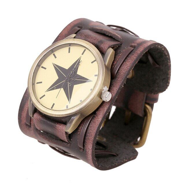 ⌚⌚đồng hồ nam nữ đồng hồ đeo tay dây đeo rộng cổ điển bằng da thật phong cách punk đồng hồ đeo tay đồng hồ thạch anh thể thao quân đội đồng hồ đeo tay