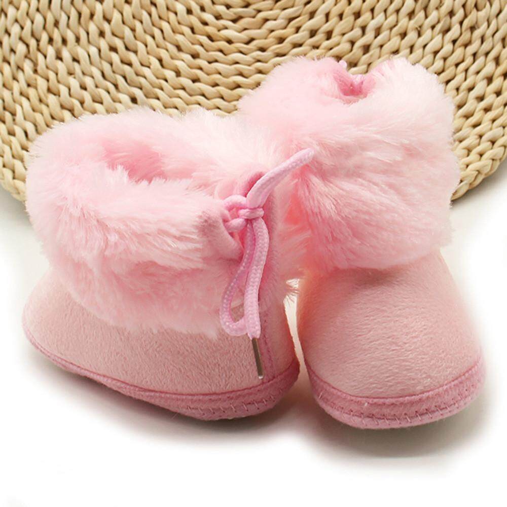 ★BALALA เด็กวัยหัดเดินทารกแรกเกิด Soild ขนสัตว์พื้นรองเท้าบู้ทนุ่มหิมะ Prewalker รองเท้า