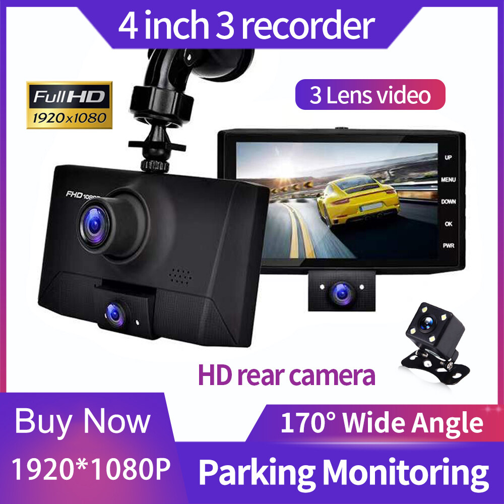 EKLEVA Car Dvr 4.0 Inch Dash Cam 3 Cameras Lens Registrar FHD 1080P Video Recorder With Rear view Camera DVRs Dash Camera