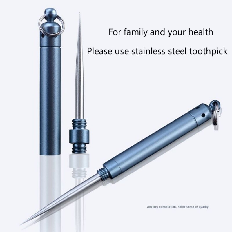 Bình Tăm EDC Ngoài Trời Trái Cây Ngã Ba, Tăm Inox Kèm Hộp Đựng Bảo Vệ Dụng Cụ Cắm Trại Dã Ngoại Đa Năng Tiện Dụng Nhẹ