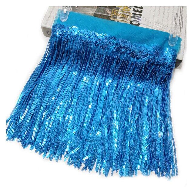 5Yard Ruy Băng Tua Rua Thêu Kim Sa Trang Trí Tua Rua Lấp Lánh Quần Áo Khiêu Vũ Sân Khấu Vải May