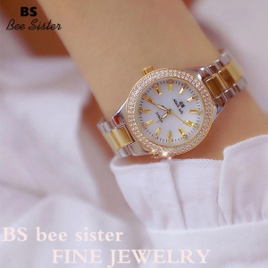 สินค้า BS Bee Sister FA1258 สินค้าใหม่แบรนด์สุภาพสตรีแฟชั่นนาฬิกาลำลองฉบับภาษาเกาหลี Rhinestone Noble และ Shine สแตนเลสกรณีโลหะผสมนาฬิกาควอตซ์กันน้ำเพชรผู้หญิงนาฬิกาข้อมือนาฬิกาข้อมือของขวัญ